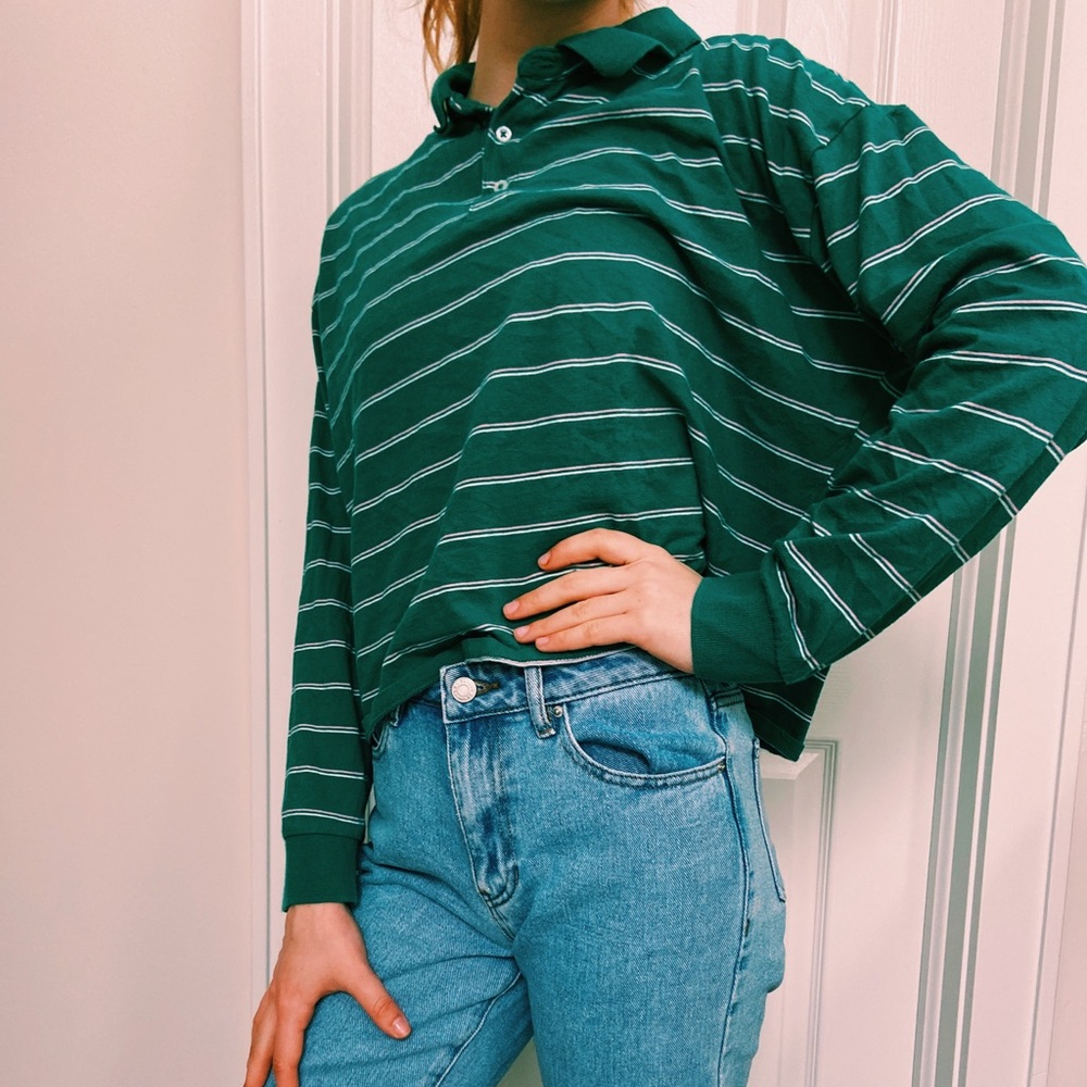 LONG SLEEVED CROPPED POLO SHIRT - Picture 1 of 3